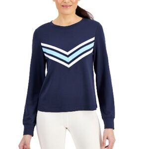 ID Ideology Women's Active Chevron long sleeve shirt, Top Blue Size Large
